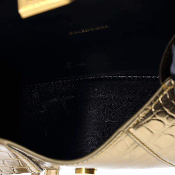 Balenciaga XS Hourglass Top Handle Bag Crocodile Embossed Leather - Picture 5 of 6